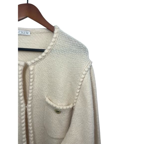J.Crew Odette Sweater Lady Jacket Cardigan Boucle XL Ivory BM246 Cottage Wool - Picture 4 of 11
